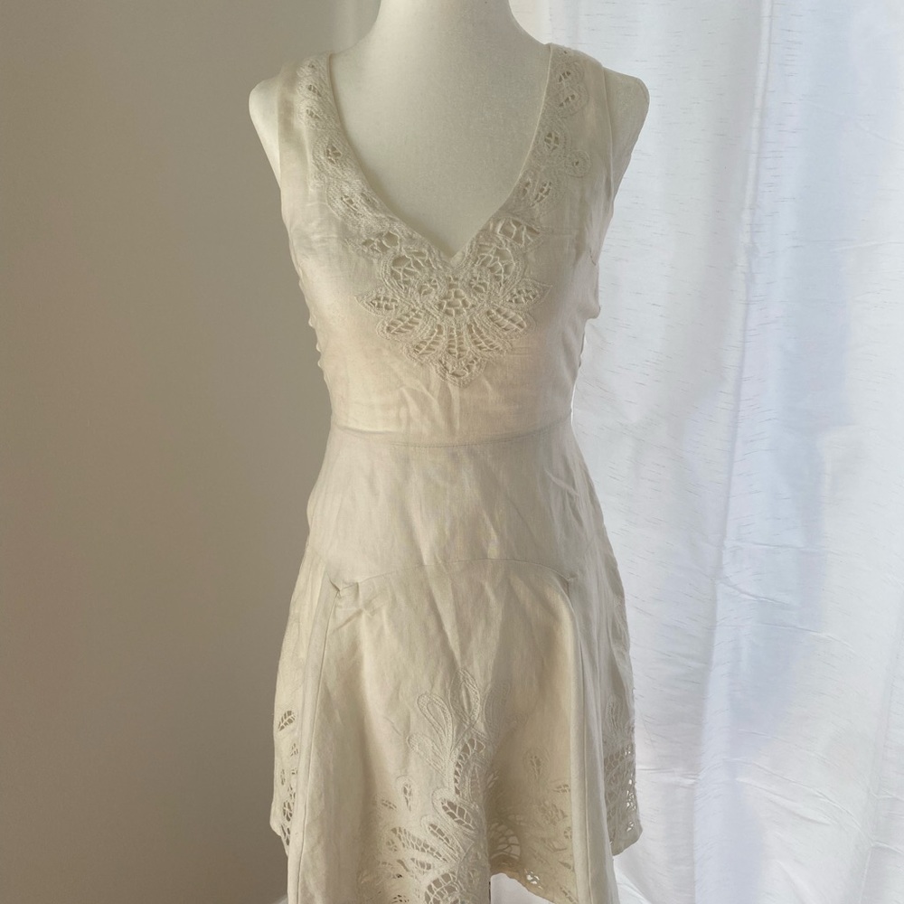 JOIE sleeveless, A line fit and flare linen blend dress.